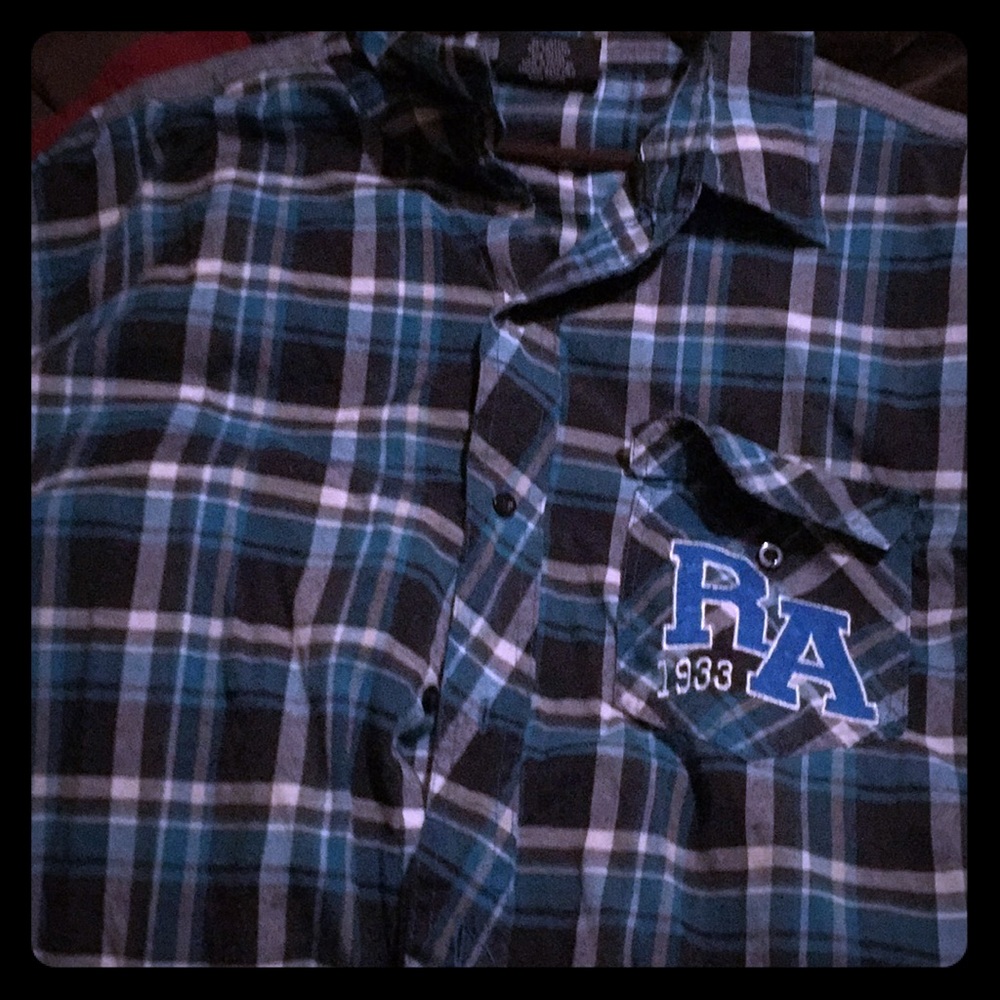 Red ape button down long sleeve shirt